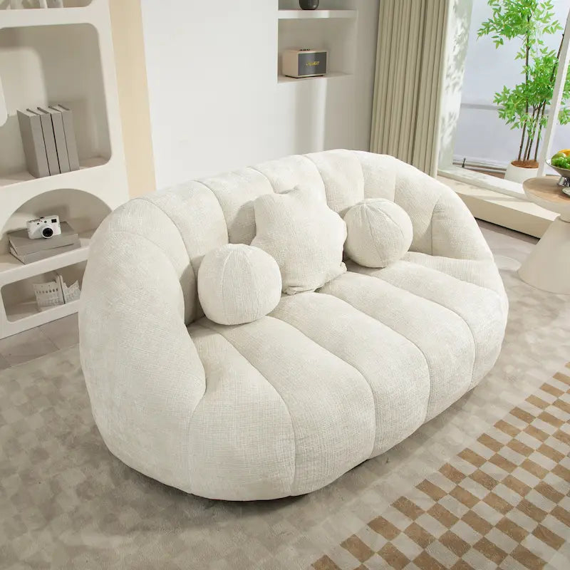 Fauteuil de salon 63,78 blanc en chenille avec mousse haute densité