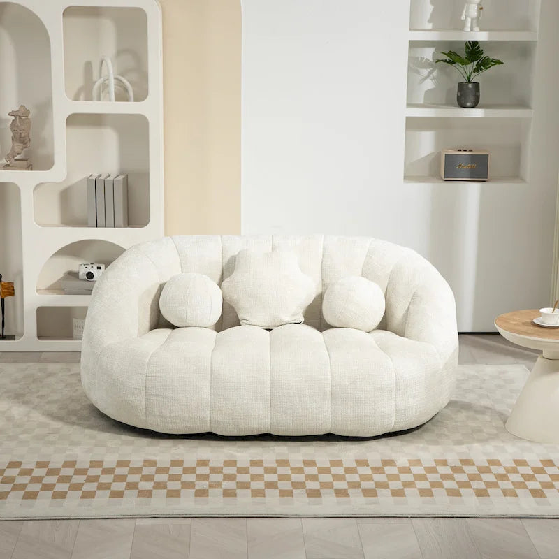 Fauteuil de salon 63,78 blanc en chenille avec mousse haute densité