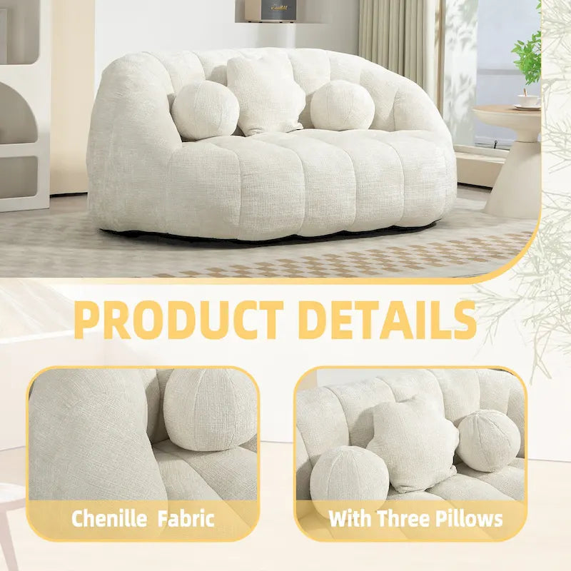 Fauteuil de salon 63,78 blanc en chenille avec mousse haute densité