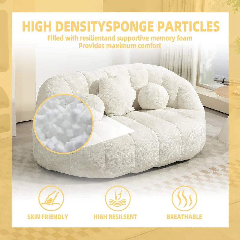 Fauteuil de salon 63,78 blanc en chenille avec mousse haute densité