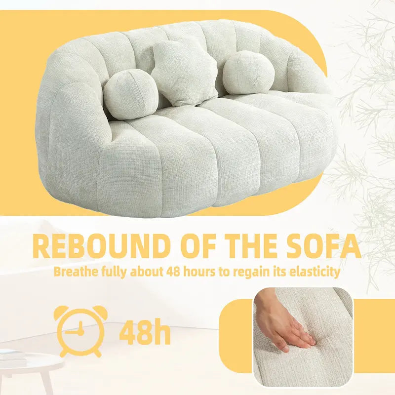 Fauteuil de salon 63,78 blanc en chenille avec mousse haute densité