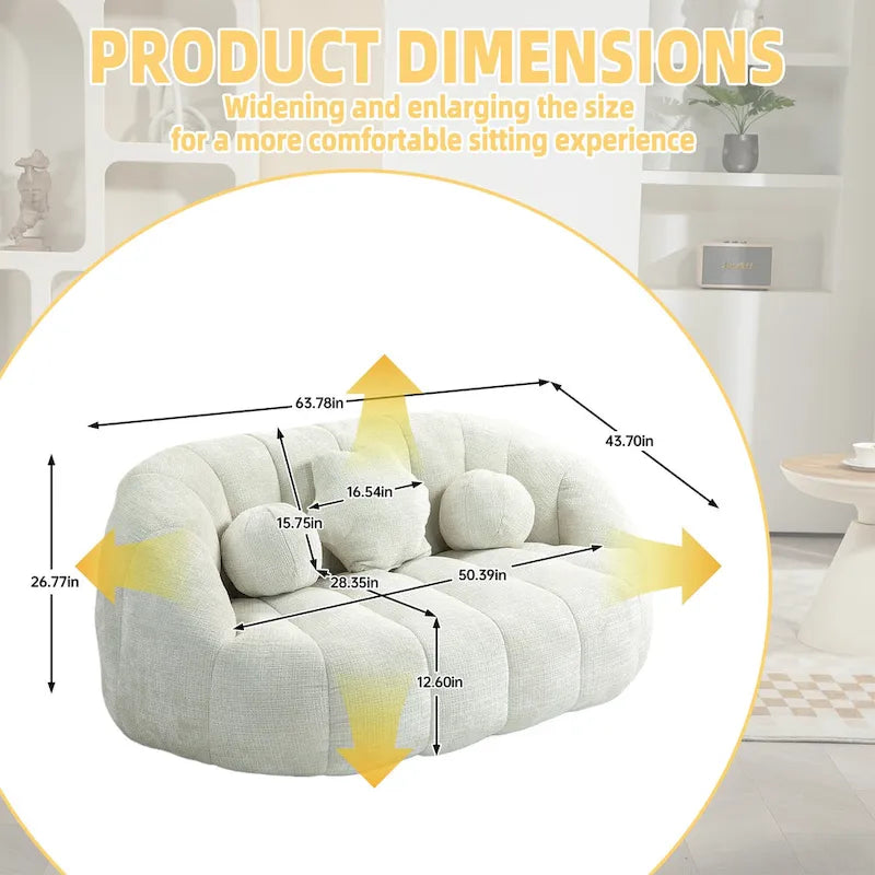 Fauteuil de salon 63,78 blanc en chenille avec mousse haute densité