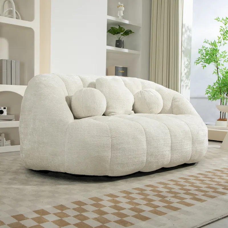 Fauteuil de salon 63,78 blanc en chenille avec mousse haute densité