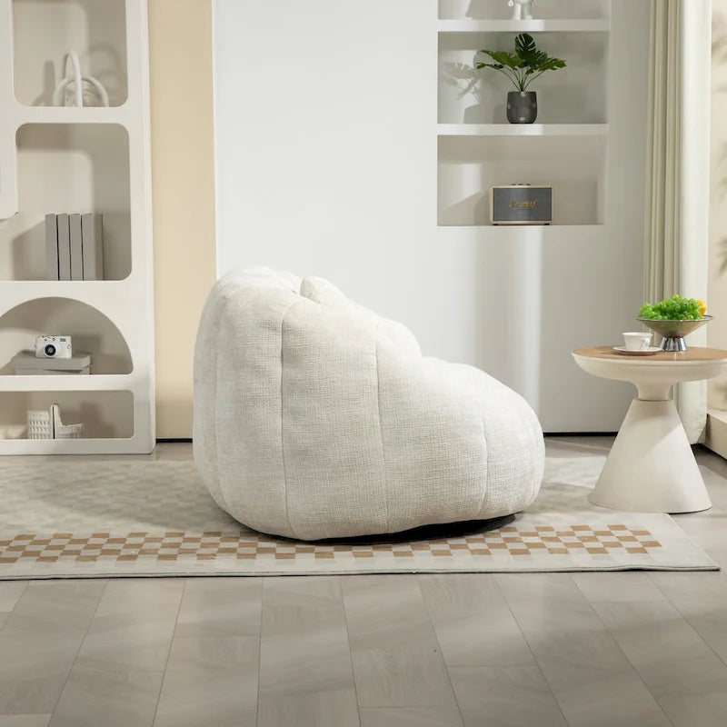 Fauteuil de salon 63,78 blanc en chenille avec mousse haute densité