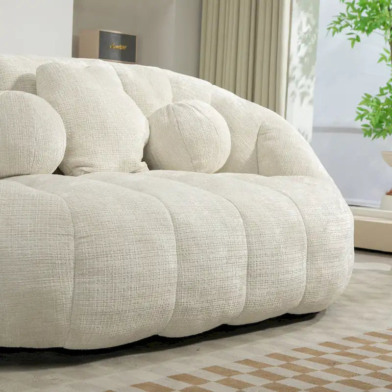 Fauteuil de salon 63,78 blanc en chenille avec mousse haute densité