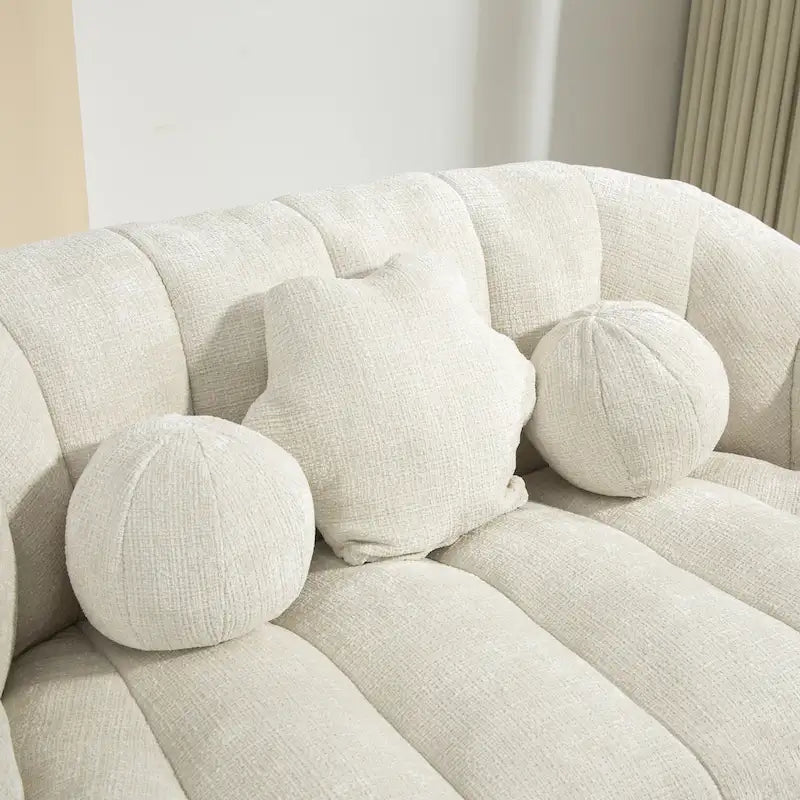 Fauteuil de salon 63,78 blanc en chenille avec mousse haute densité