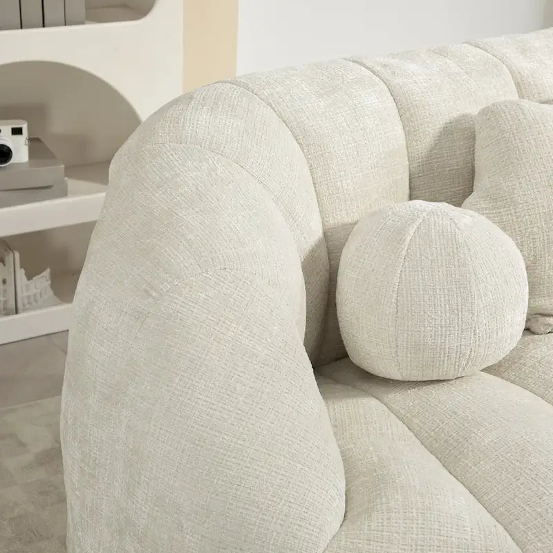 Fauteuil de salon 63,78 blanc en chenille avec mousse haute densité