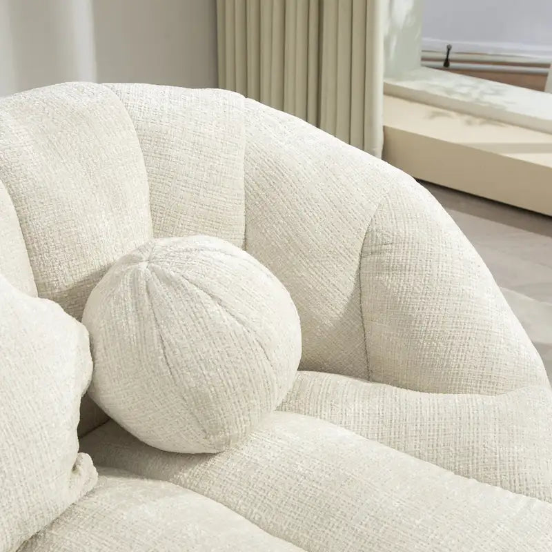 Fauteuil de salon 63,78 blanc en chenille avec mousse haute densité