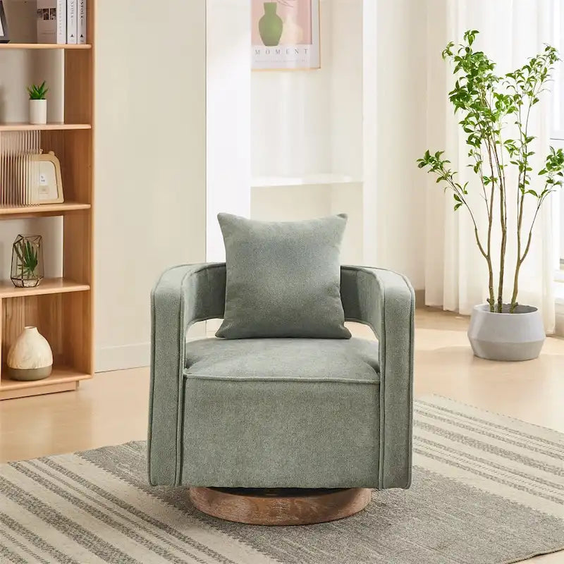 29,1 Fauteuil pivotant avec base en bois patiné