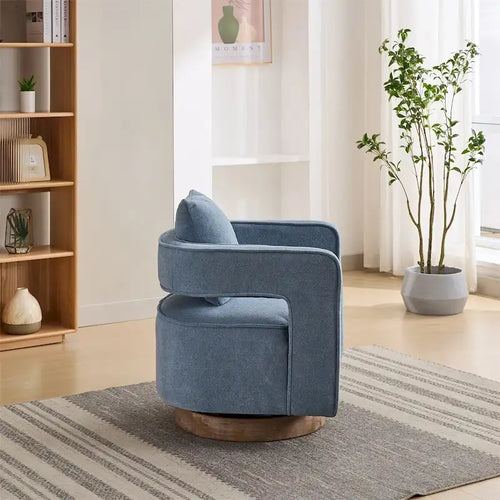 29,1 Fauteuil pivotant avec base en bois patiné