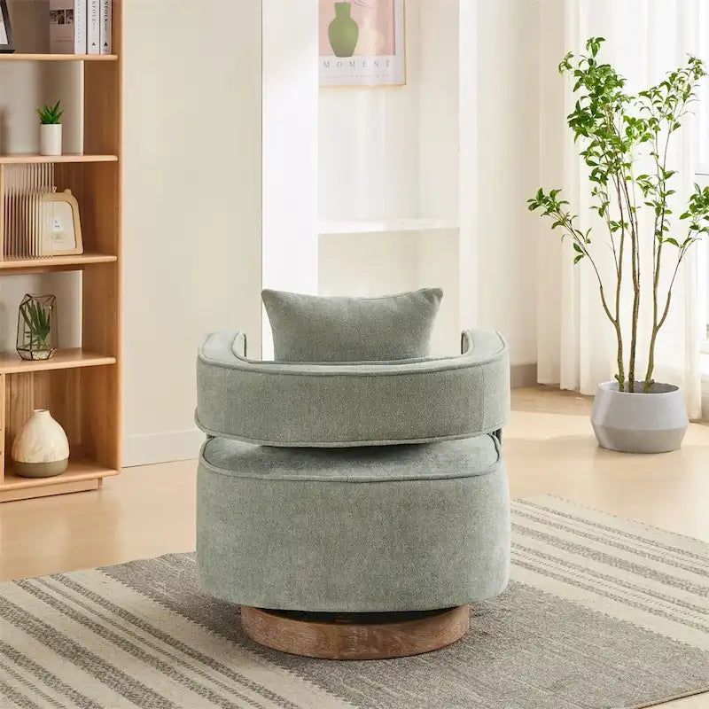 29,1 Fauteuil pivotant avec base en bois patiné