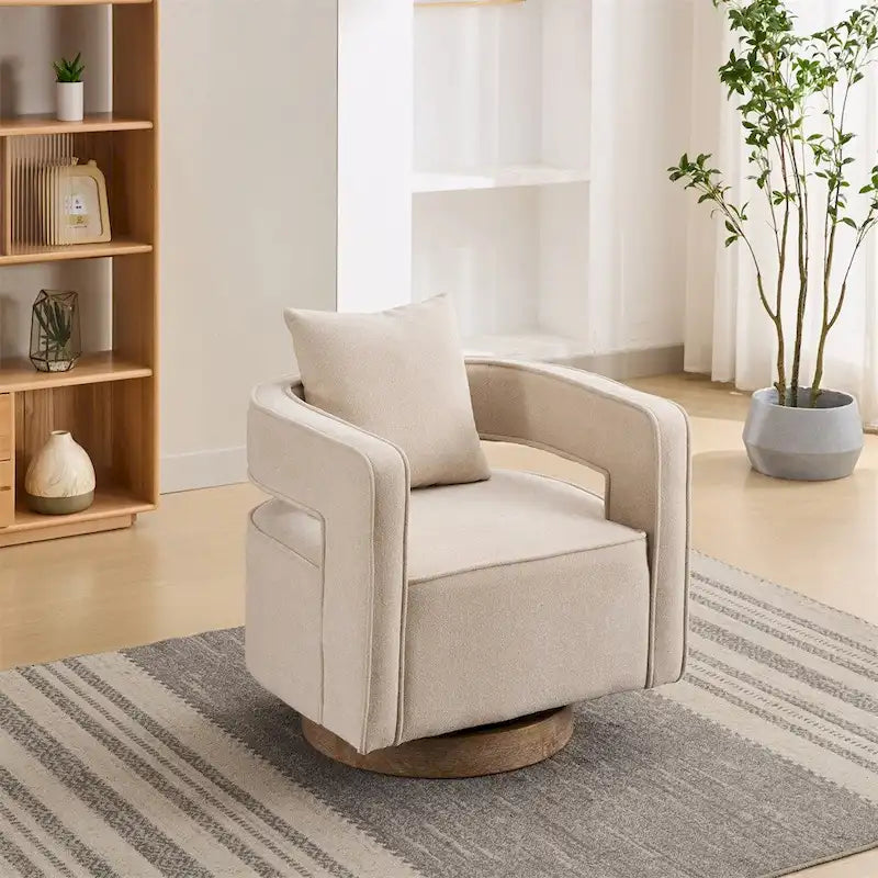 29,1 Fauteuil pivotant avec base en bois patiné