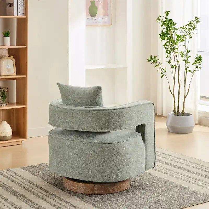 29,1 Fauteuil pivotant avec base en bois patiné