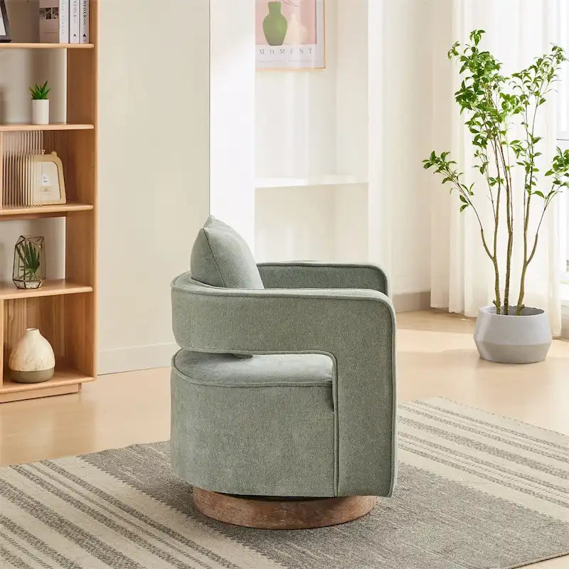 29,1 Fauteuil pivotant avec base en bois patiné