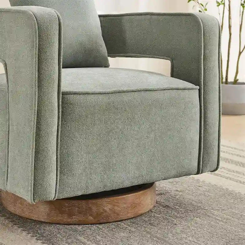 29,1 Fauteuil pivotant avec base en bois patiné