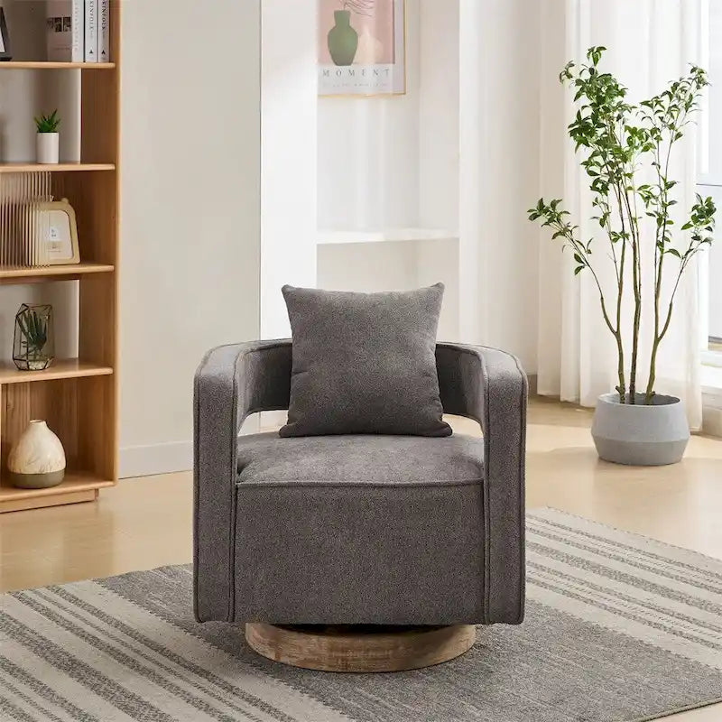 29,1 Fauteuil pivotant avec base en bois patiné