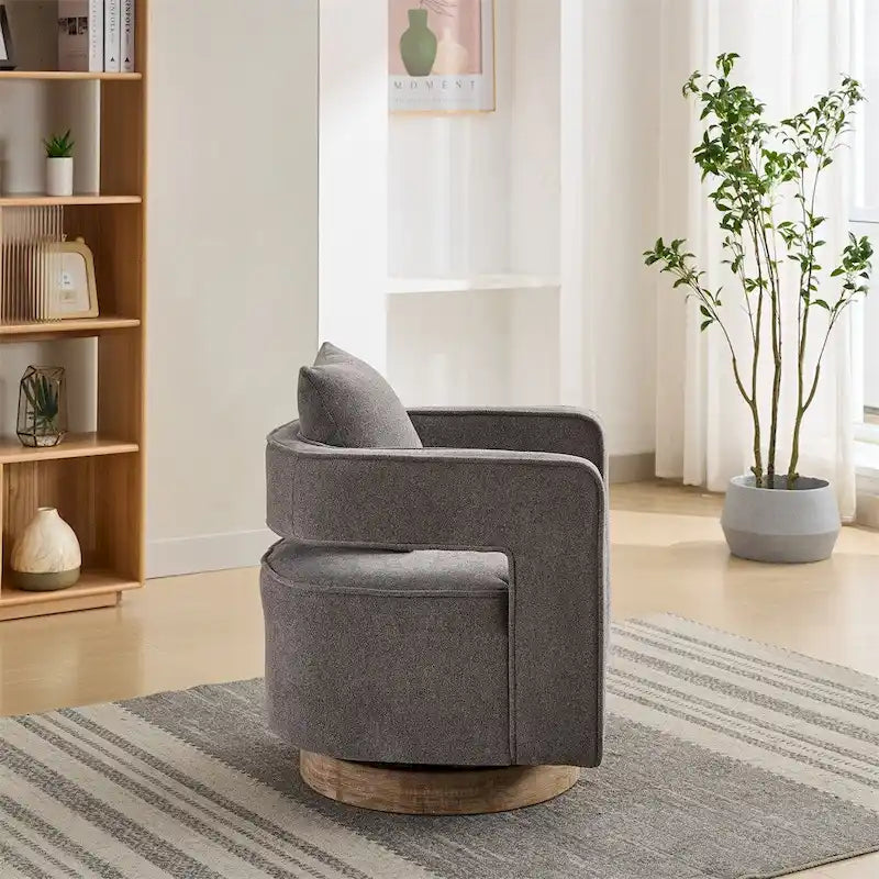 29,1 Fauteuil pivotant avec base en bois patiné