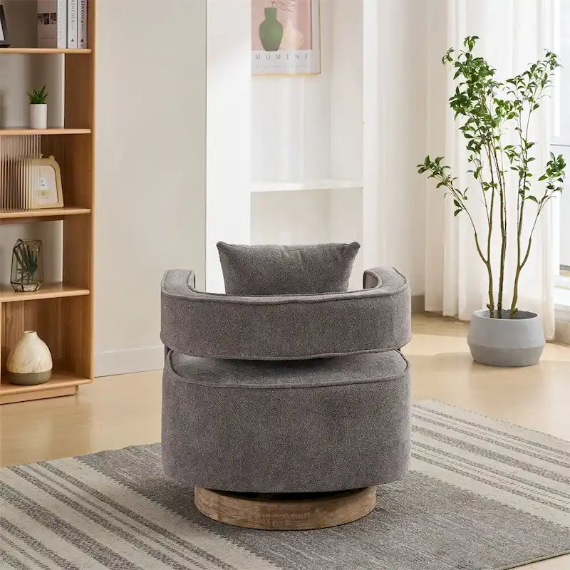 29,1 Fauteuil pivotant avec base en bois patiné