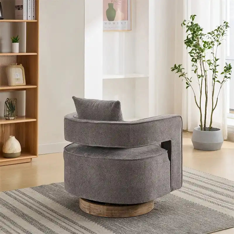 29,1 Fauteuil pivotant avec base en bois patiné