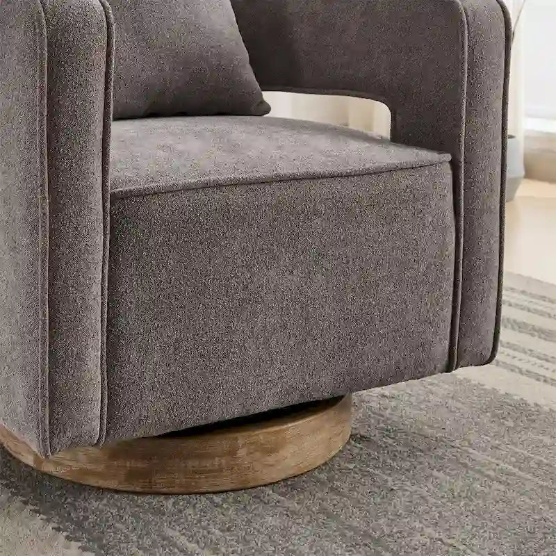 29,1 Fauteuil pivotant avec base en bois patiné