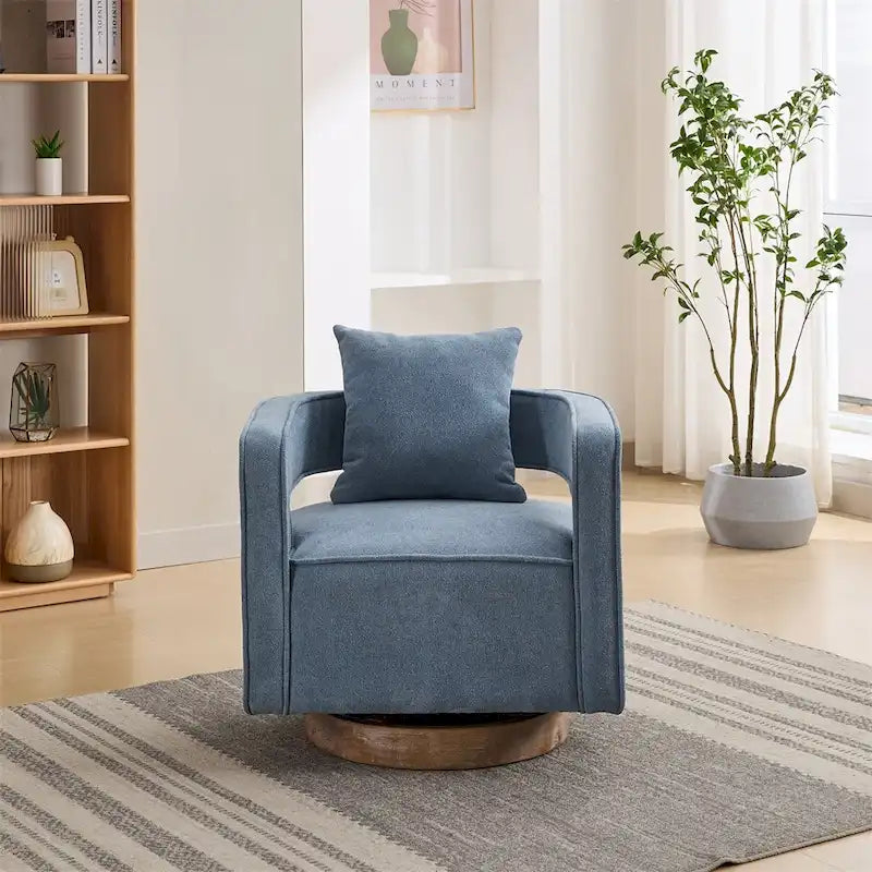 29,1 Fauteuil pivotant avec base en bois patiné