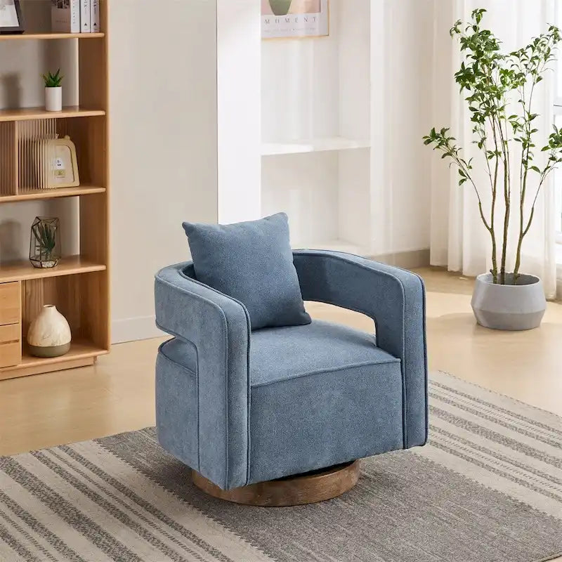 29,1 Fauteuil pivotant avec base en bois patiné
