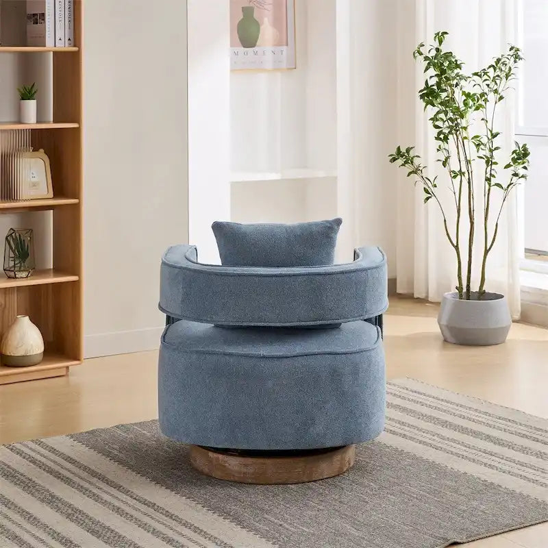 29,1 Fauteuil pivotant avec base en bois patiné