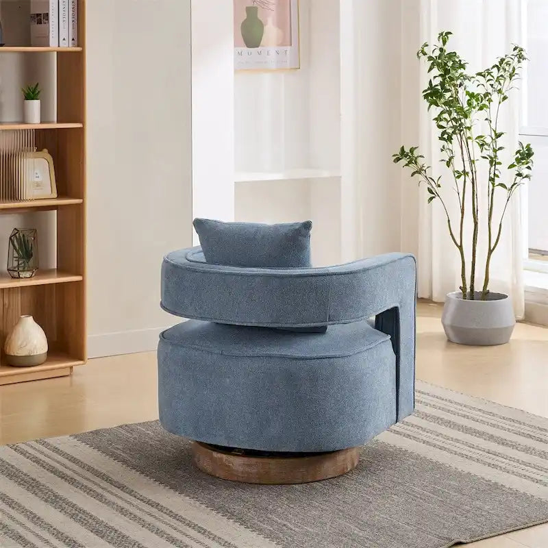 29,1 Fauteuil pivotant avec base en bois patiné