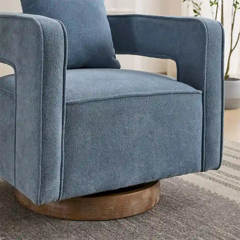 29,1 Fauteuil pivotant avec base en bois patiné