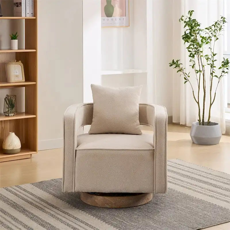 29,1 Fauteuil pivotant avec base en bois patiné