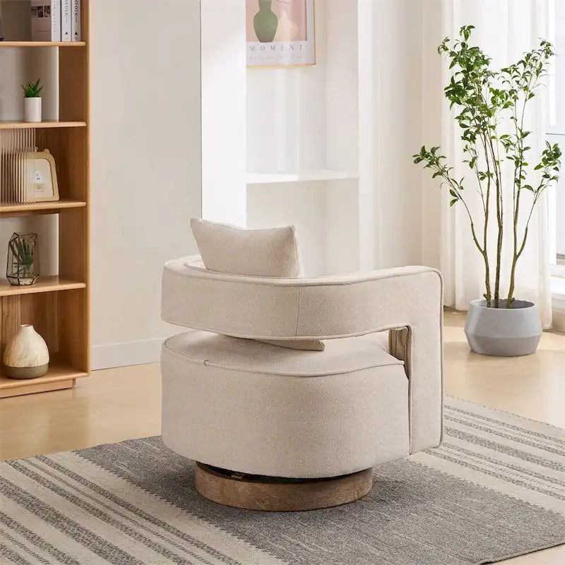 29,1 Fauteuil pivotant avec base en bois patiné