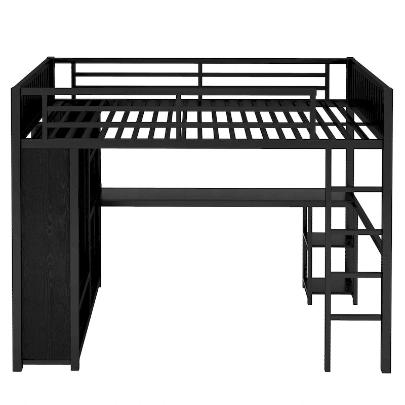 Lit mezzanine taille XL avec armoire intégrée