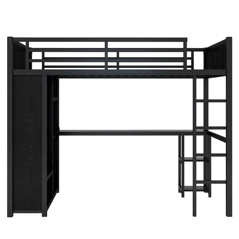 Lit mezzanine taille XL avec armoire intégrée