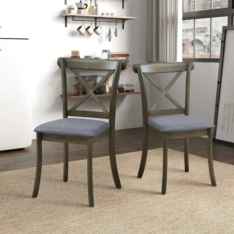 Chaises de salle à manger en bois avec dossier en X - Lot de 2
