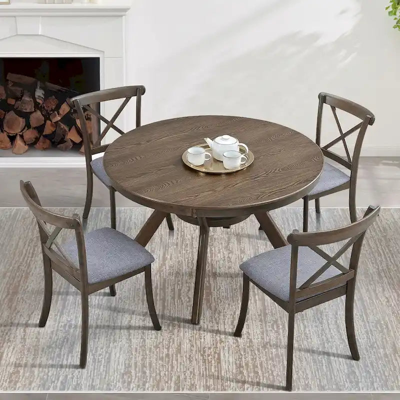 Chaises de salle à manger en bois avec dossier en X - Lot de 2