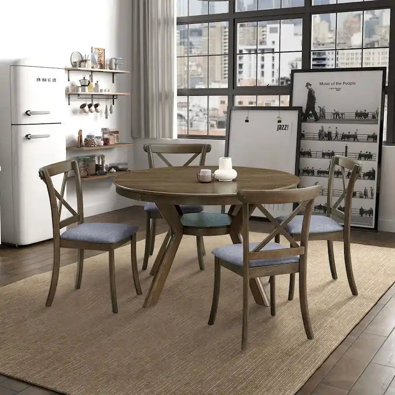 Chaises de salle à manger en bois avec dossier en X - Lot de 2