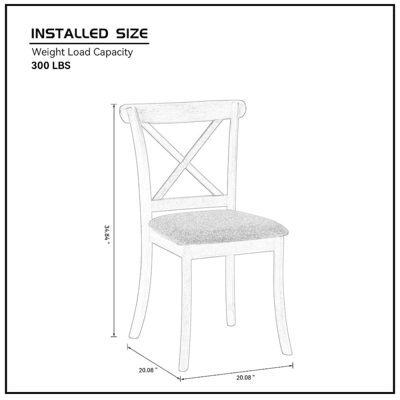 Chaises de salle à manger en bois avec dossier en X - Lot de 2