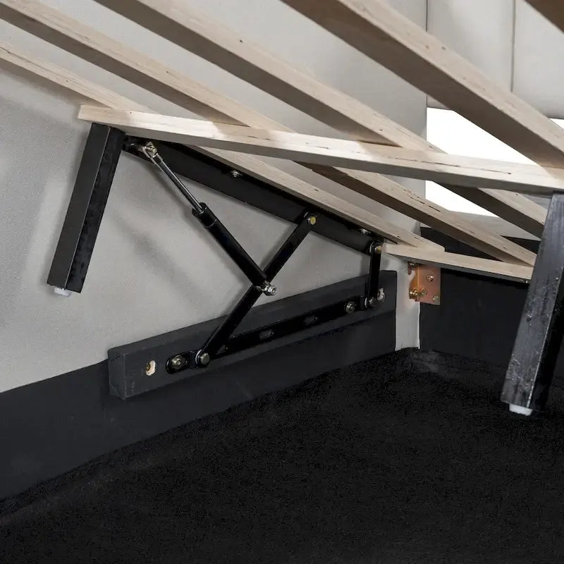 Lit de repos à cadre tapissé avec rangement relevable et garde-corps irrégulier, canapé-lit double pour chambre à coucher ou salon