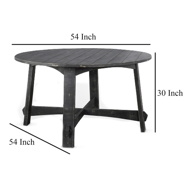 Table à manger, 54 pouces, ronde, en acajou fumé et planches