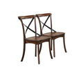 Chaises de salle à manger en bois massif marron à dossier croisé et style classique, lot de 2 - 18 L x 21 l x 35 H