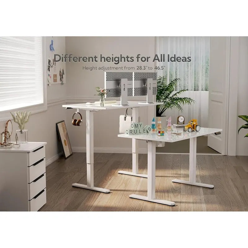 Bureau debout en verre, réglable en hauteur, blanc