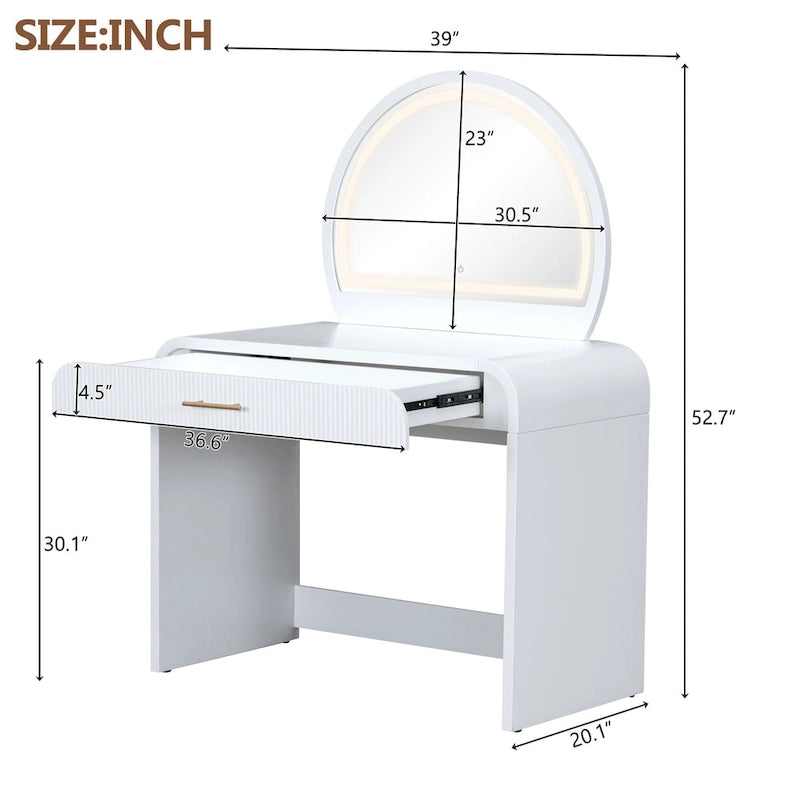 39 Coiffeuse avec Miroir Tactile Éclairé