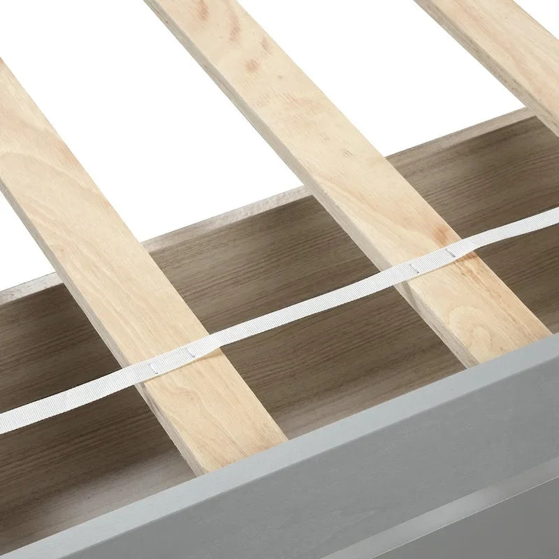 Lit de rangement plateforme en bois, taille double, avec tiroirs