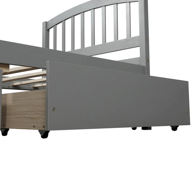 Lit de rangement plateforme en bois, taille double, avec tiroirs