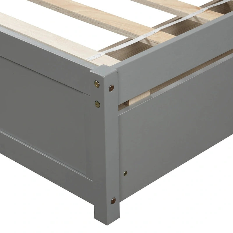 Lit de rangement plateforme en bois, taille double, avec tiroirs