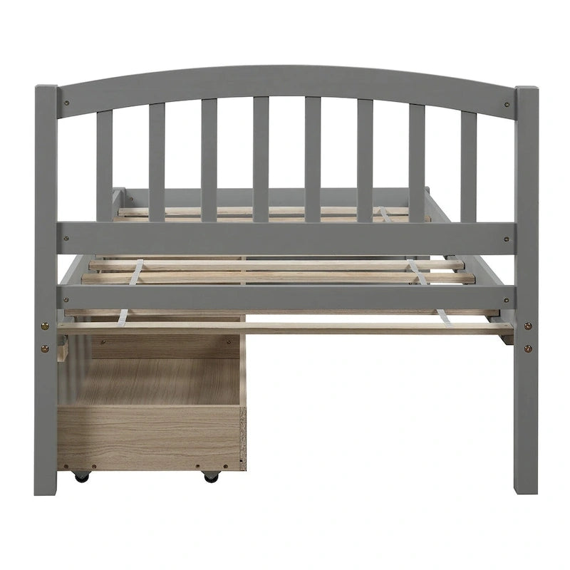 Lit de rangement plateforme en bois, taille double, avec tiroirs