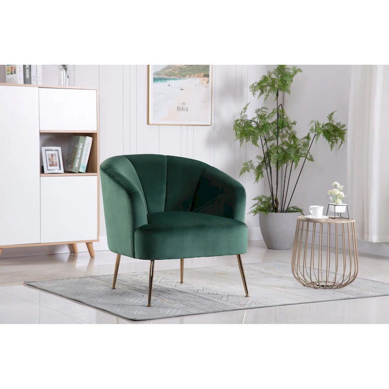 Fauteuil d'appoint en velours capitonné avec pieds chromés