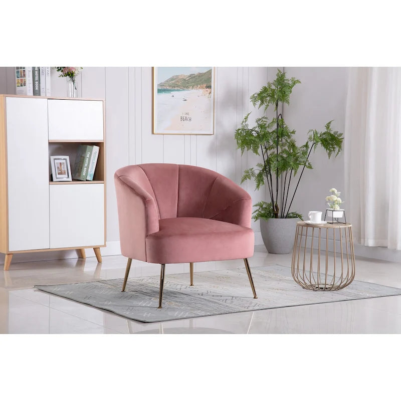 Fauteuil d'appoint en velours capitonné avec pieds chromés