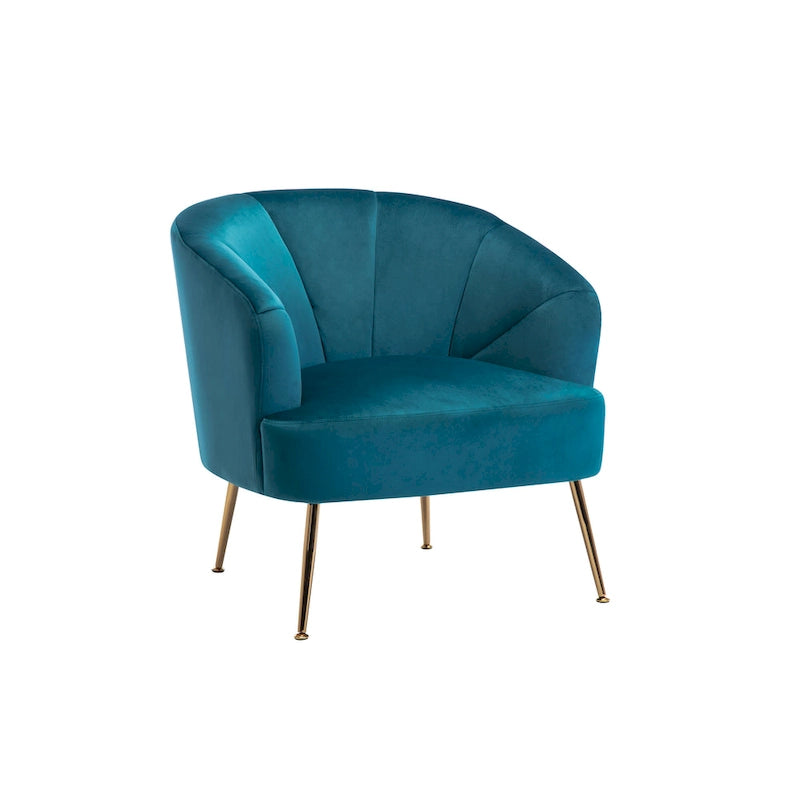 Fauteuil d'appoint en velours capitonné avec pieds chromés