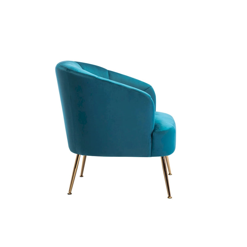 Fauteuil d'appoint en velours capitonné avec pieds chromés